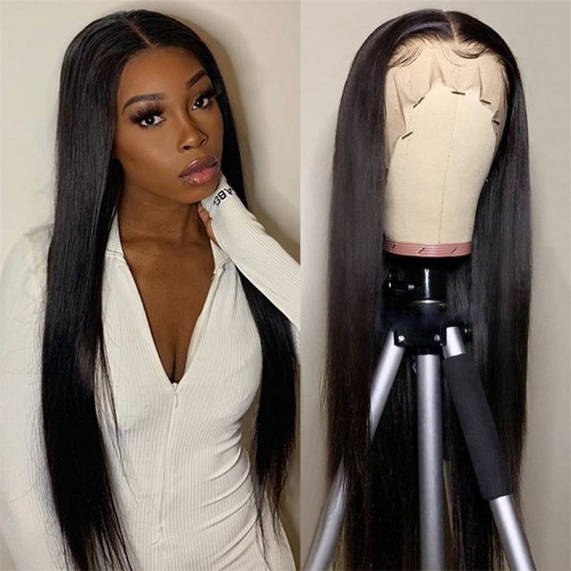 European and American Black Long Straight Cross-Border Wig for Women with Long Bangs and Middle Parting African Black Women Foreign Trade Full Headgear Wholesale