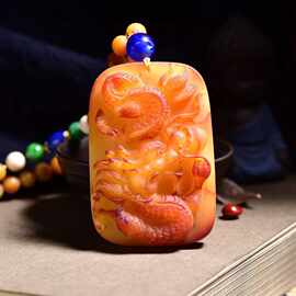 厂家批发老蜜蜡磨砂龙牌吊坠名族风毛衣链男女款项链挂件