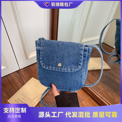 跨境小众设计斜挎牛仔布小包包女复古简约休闲手机包日常百搭单肩