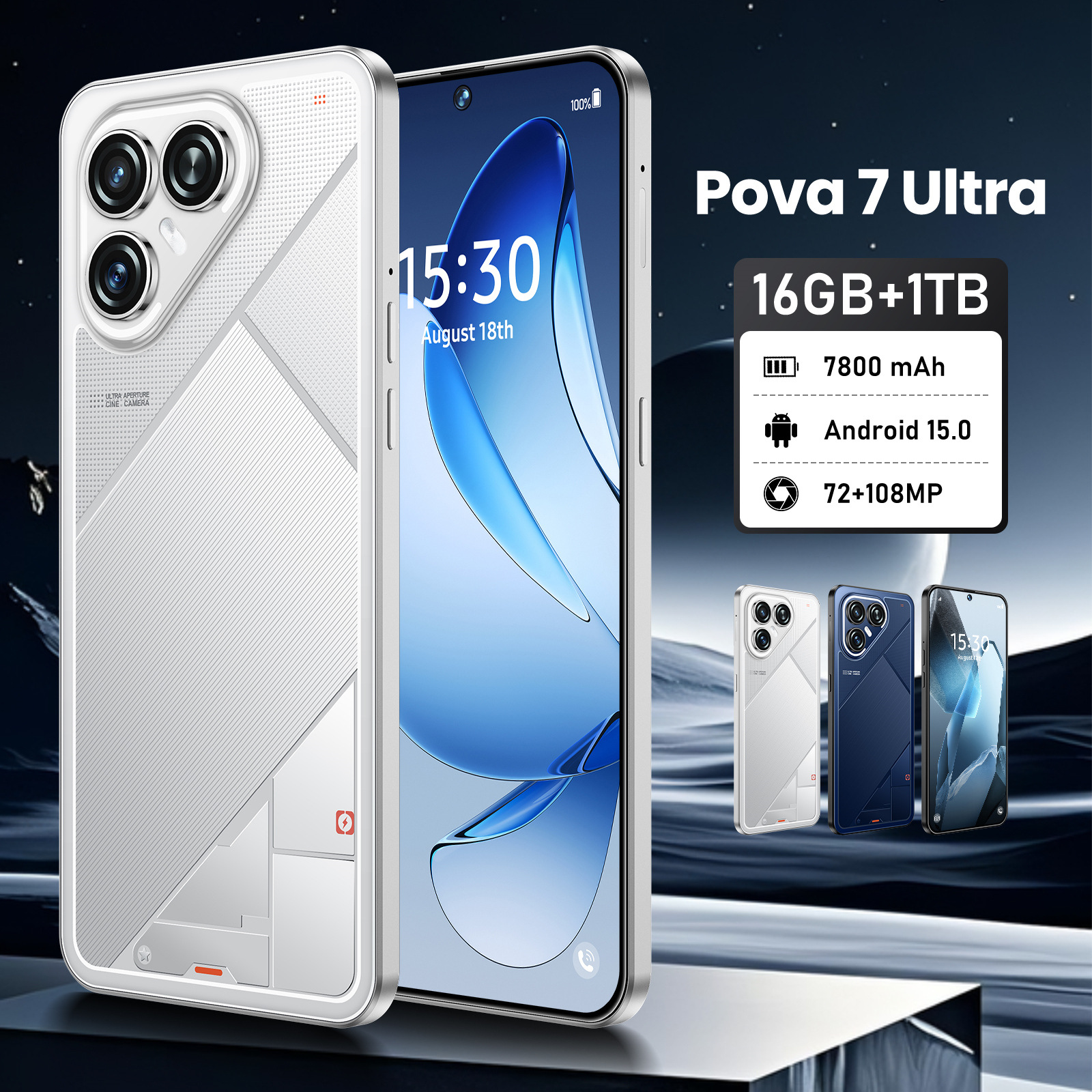 Brand New Cross-Border Mobile Phone Pova7 Ultra Smartphone 7.3-Inch 4g Full Network Communication Hd Screen Android Phone