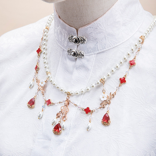 Ancient style Hanfu Ming-made necklace cheongsam accessories retro flat collar forehead ornament eyebrow pendant 23.9GF172