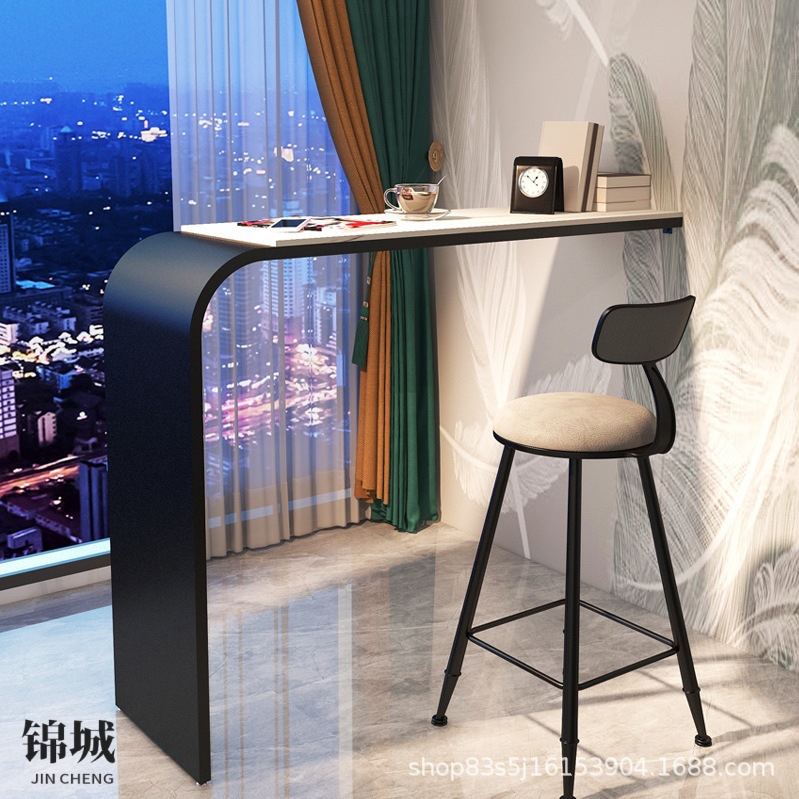 Modern Minimalist Balcony Bar Table, Light Luxury, Creative Living Room Partition Wine Table, Wall-Mounted L-Shaped Home Rock Slab High Table