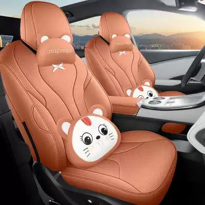 Modelə uyğun (Original) oturacaq örtükləri – electric modified car seat cushions - warm-sun-brown-cartoon-version-note-the-model-year-front-row-fully-covered-rear-row-partially-covered