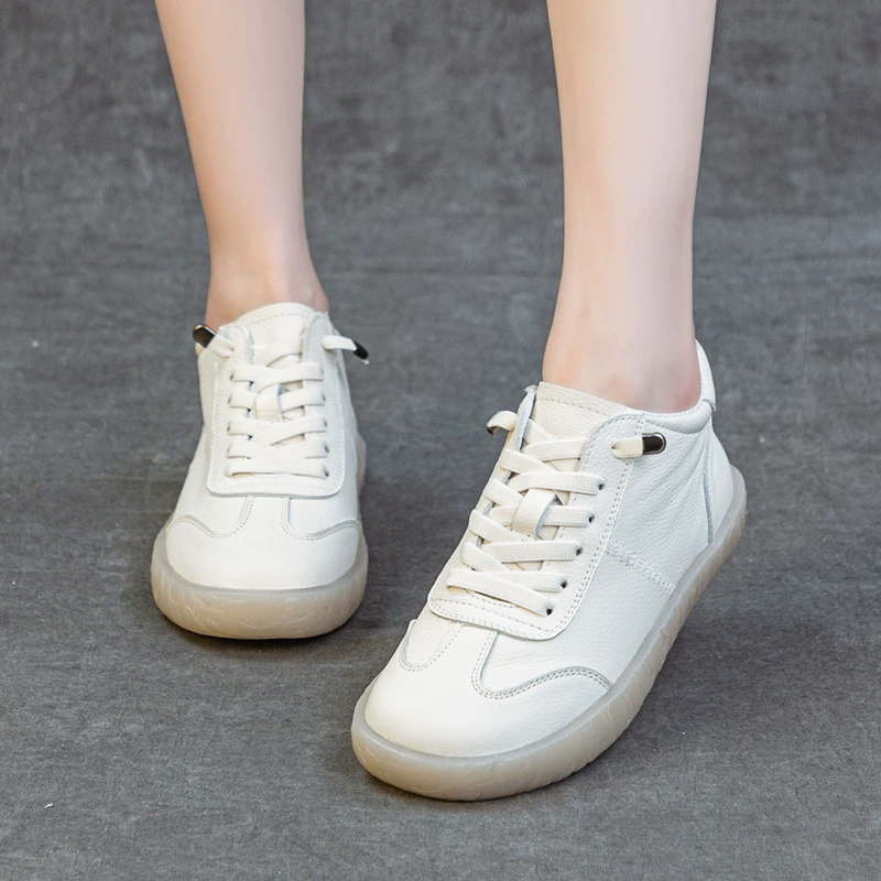 На головном слое воловьей шкуры женские туфли кожаные маленькие белые туфли новые осенние и зимние бархатные мягкие низ бычьего сухожилия повседневные дикие короткие сапоги