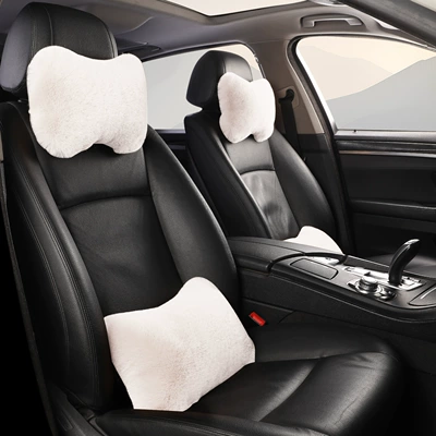 Sales Car Plush Headrest, Waist – Waist support - white-2-headrests-2-lumbar-supports