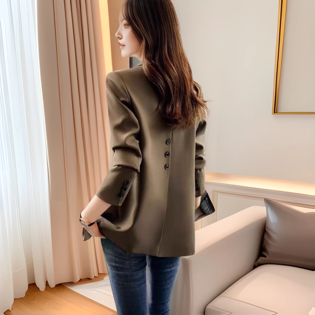 IN6 черный пиджак женский нишевый цвет 2025 весна и осень новый продвинутый повседневный корейский костюм топ