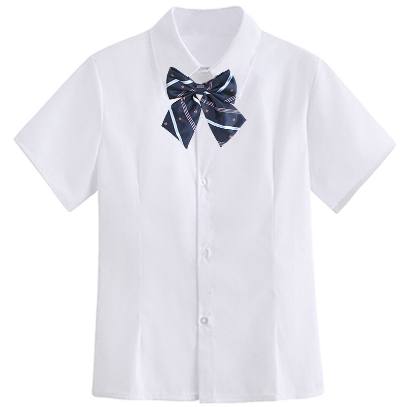 Women's short sleeves+sending the crown blue -collar knot