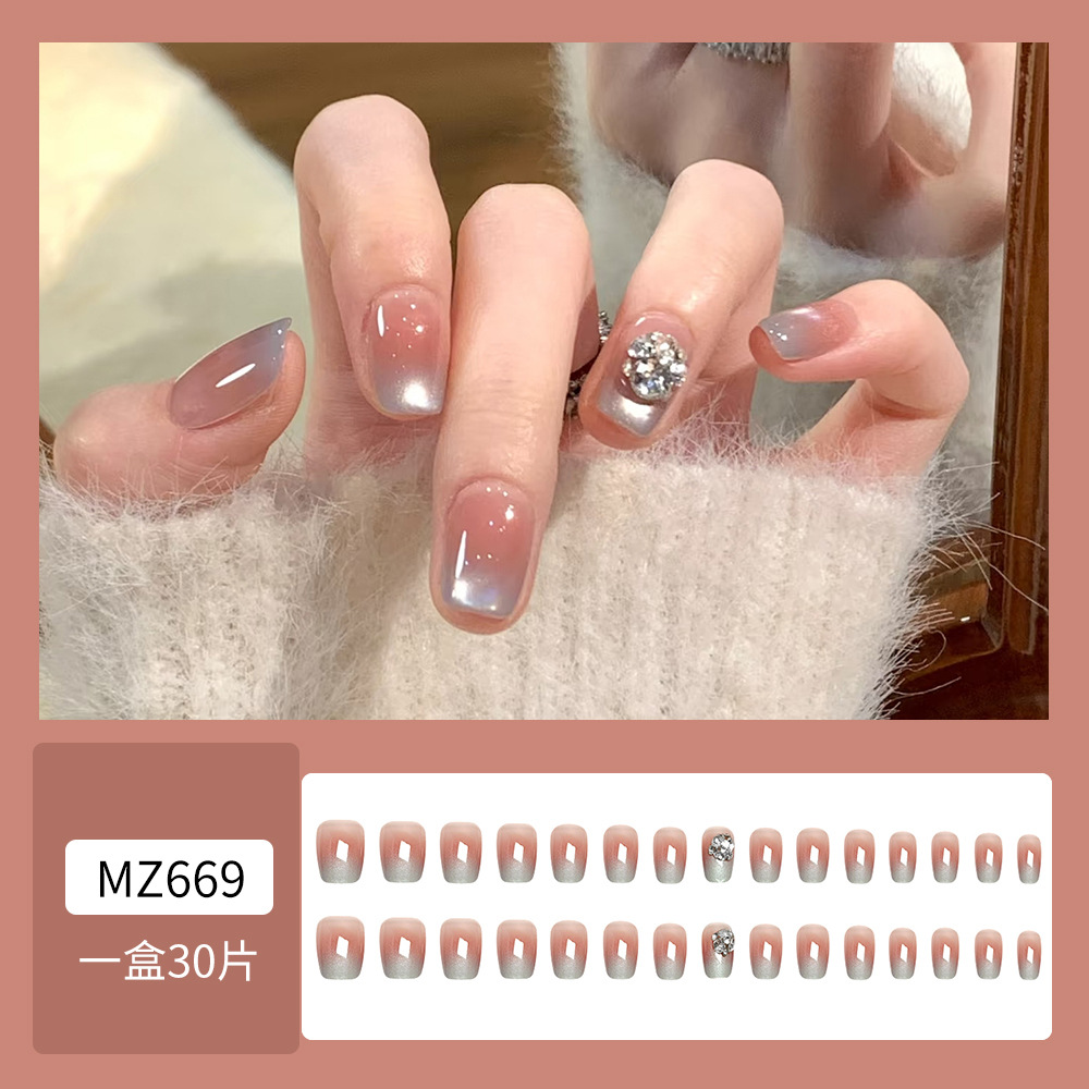 30 piezas de uñas postizas en caja, uñas de alta gama populares para llevar, puntas de uñas versátiles y de moda, gran venta al por mayor.