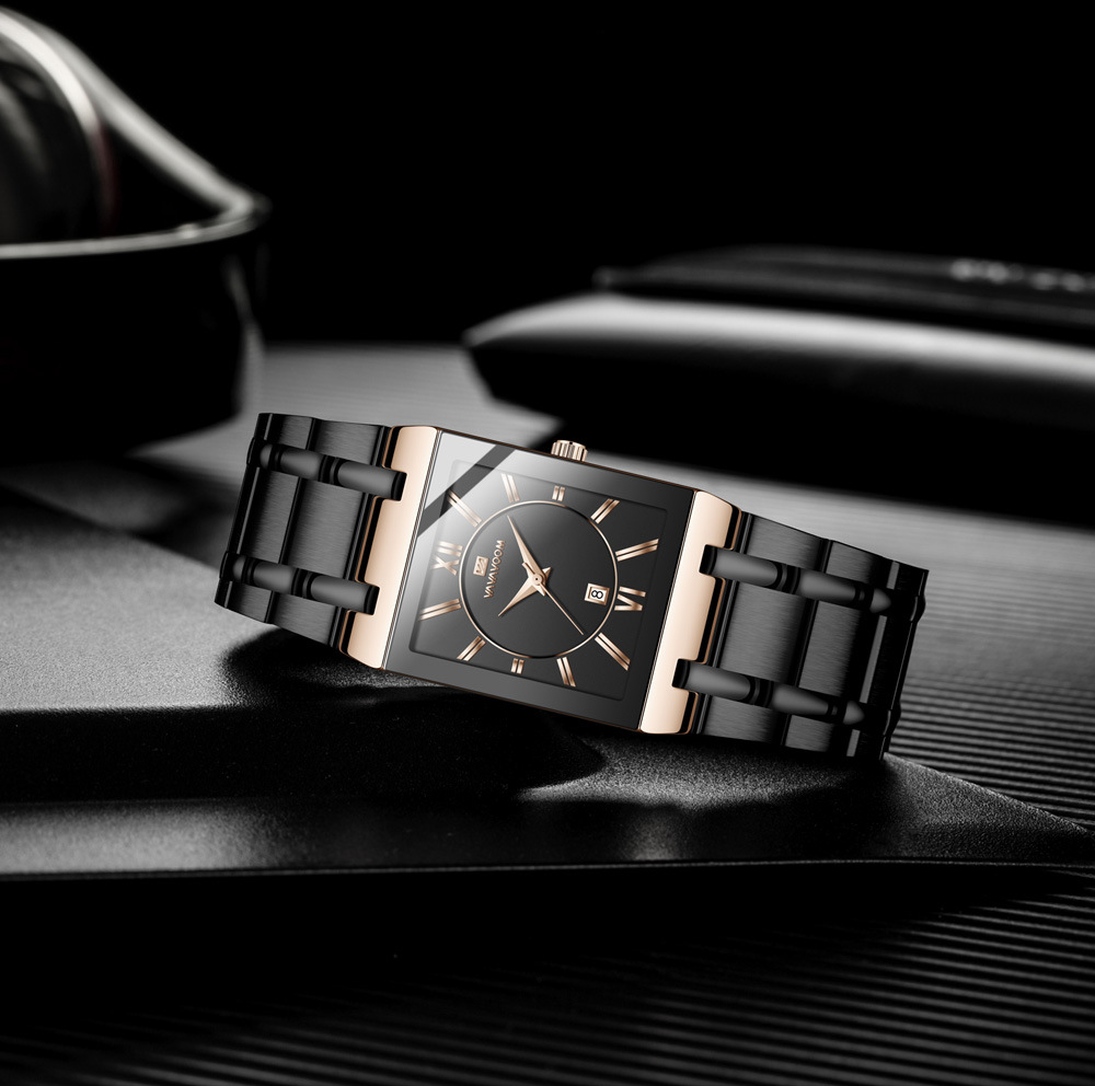 145g Weight Tempered Glass Mirror Material Stainless Steel Strap Material Watch Classification Number Display Type Double Side Snaps Buckle Style Square Dial Shape Daily Occasion Quartz Movement Geometric Pattern Men's Gender Business Style Business Geometric Double Side Snaps Quartz Men's Watches 11