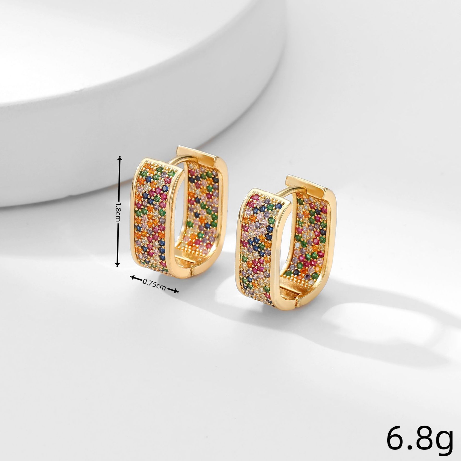 10g Weight 1 Pair Elegant Geometric Copper Zircon Earrings
