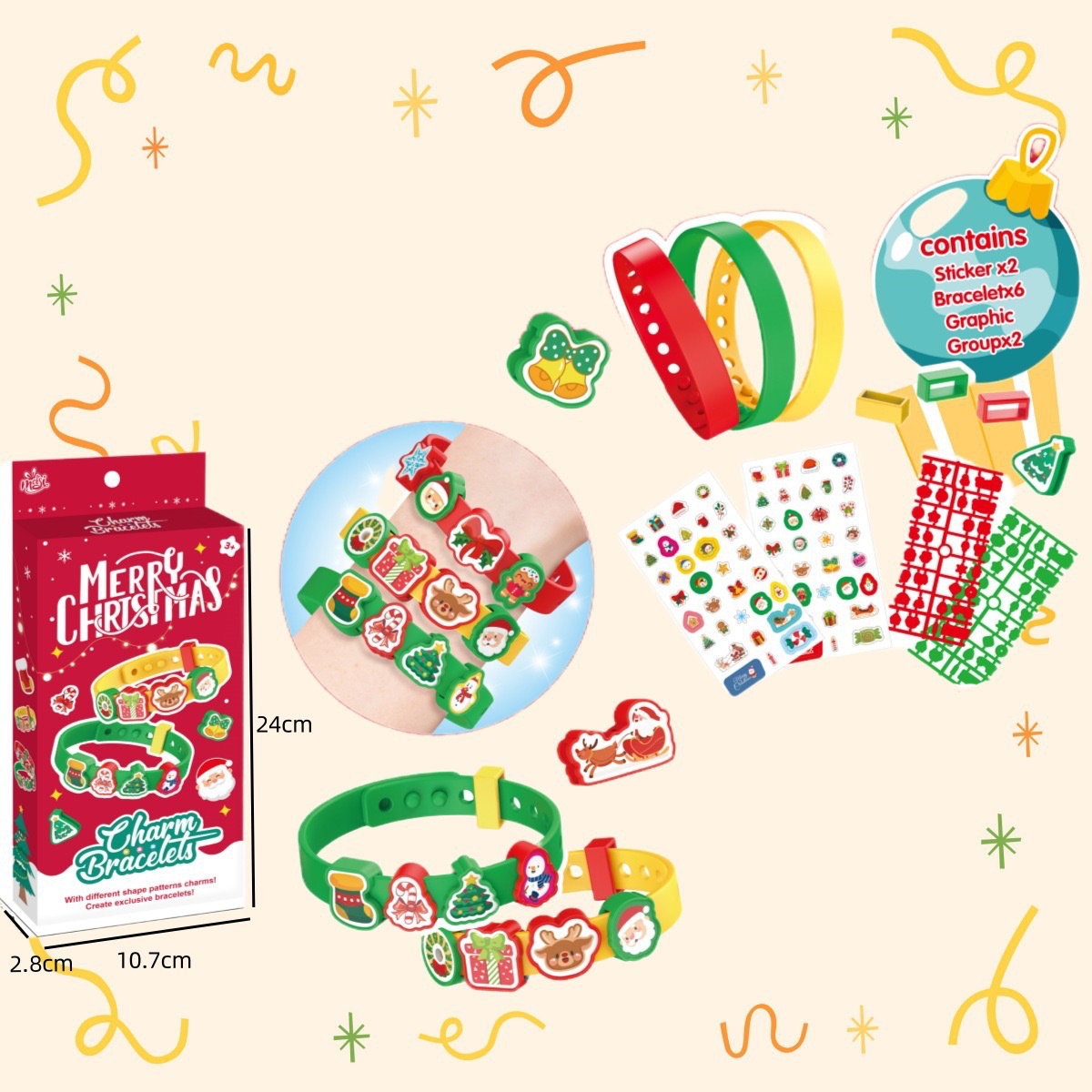 임의의 색상으로 제공되는 크리스마스 스타일(영어 색상 상자) 팔찌 액세서리