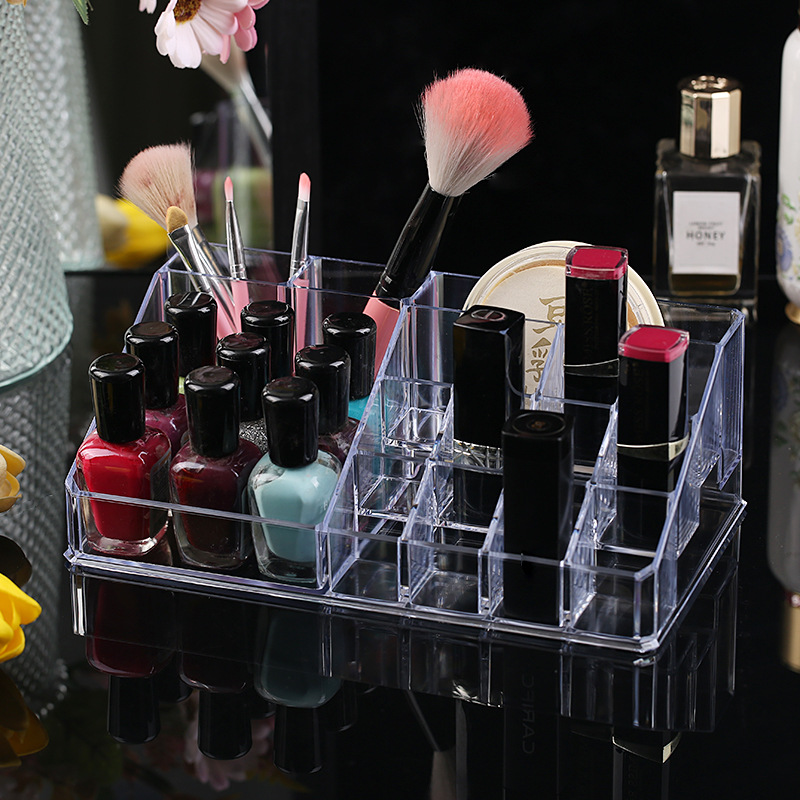 16-grid multi-functional lipstick rack desktop dresser large capacity brush makeup rack storage box factory direct supply