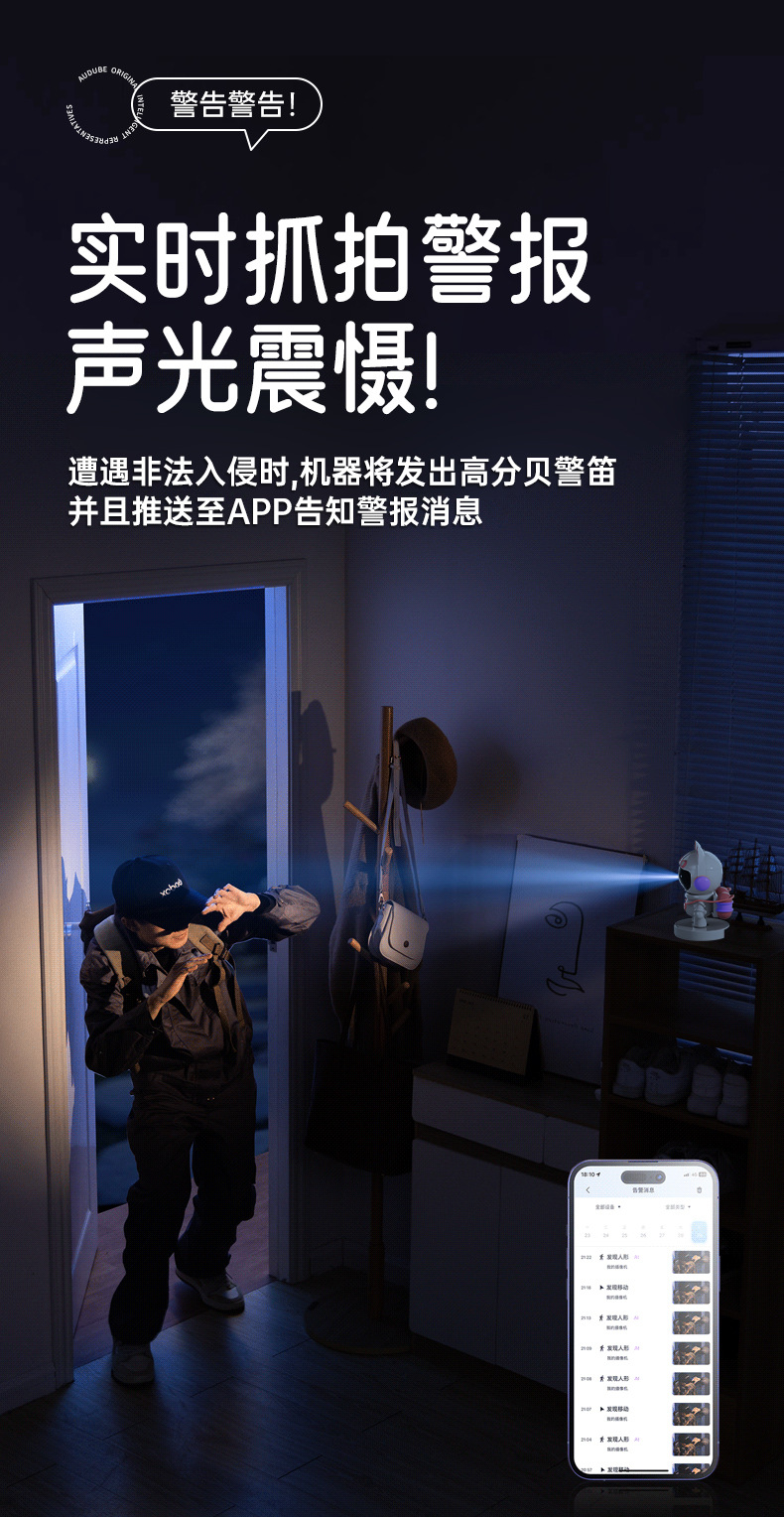 睿博士卡通摄像头家用5G双频婴儿哭声报警监护WIFI免布局智能监控
