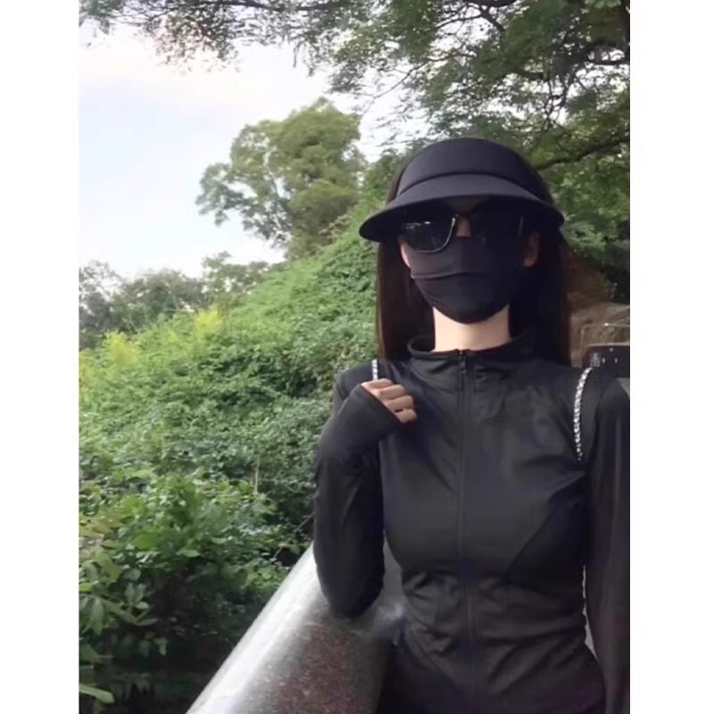 アイスシルク日焼け止め服 女性用 2025 スリムフィット スタンドカラー ヨガウェア 日焼け止め服セット 薄手ジャケット サイクリングウェア UPF50+|undefined