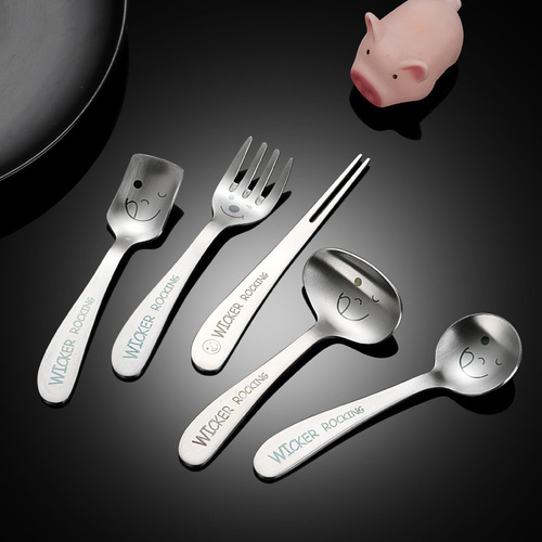 Cute Creative Smiling Knife and Fork Western-style Flat Handle Stainless Steel Korean Chopsticks Fork Student Tableware
