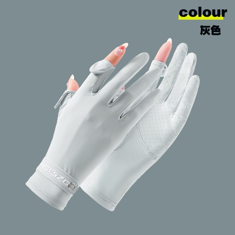 Guantes de protección solar de seda de hielo de verano para mujer antideslizantes de alta elasticidad pantalla táctil transpirable conducción al aire libre guantes de protección UV
