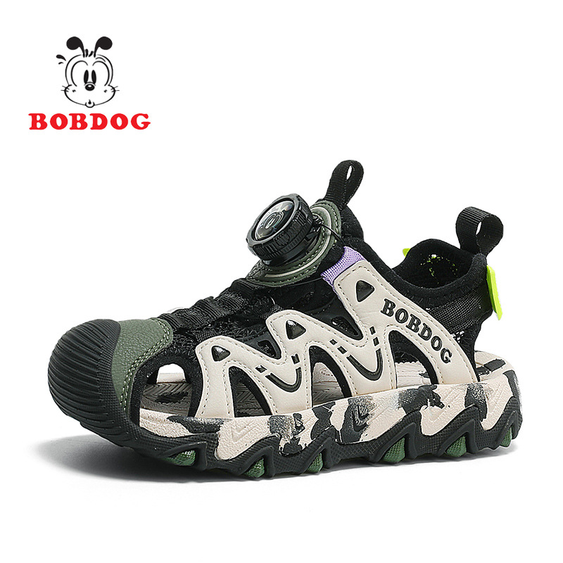 Sandalias Babudou para niño verano nuevo estilo antideslizante botón de suela suave sandalias Baotou zapatos de playa princesa para niñas grandes y medianas