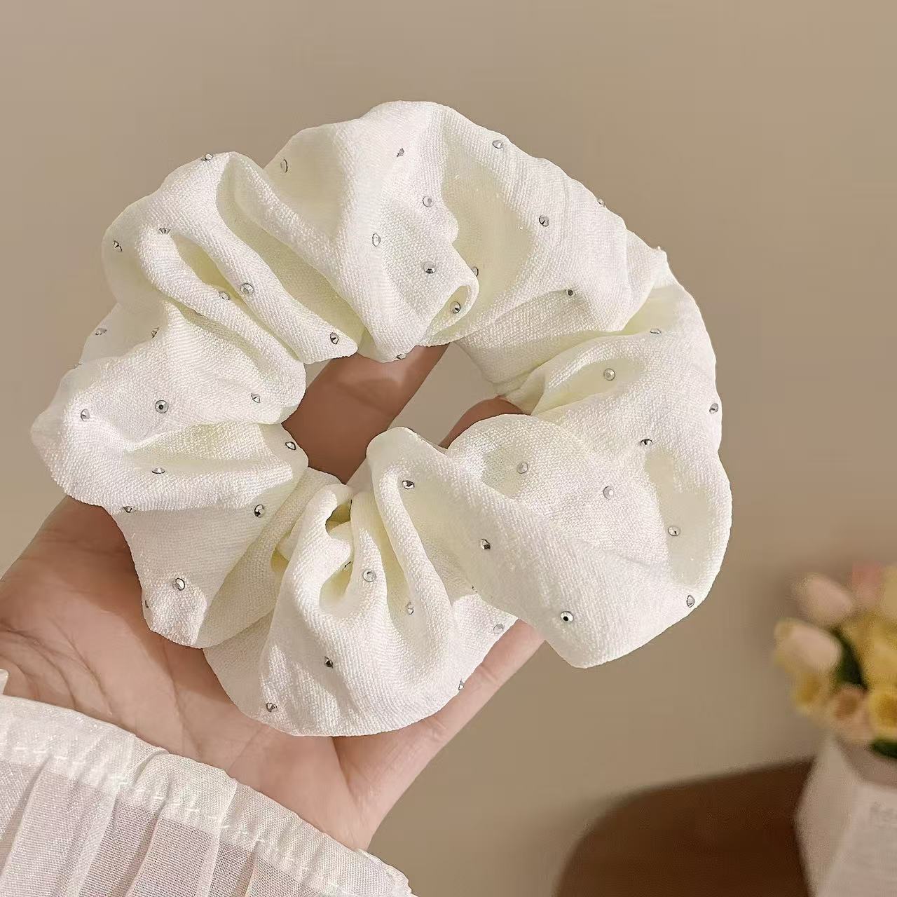 AL Hair Ring #27 - Hielo Diamante Arroz Blanco