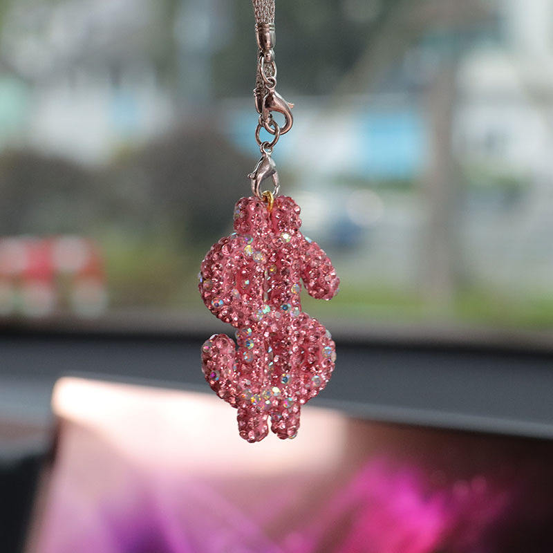 Rhinestone Dollar Sign Car Rearview Mirror Pendant