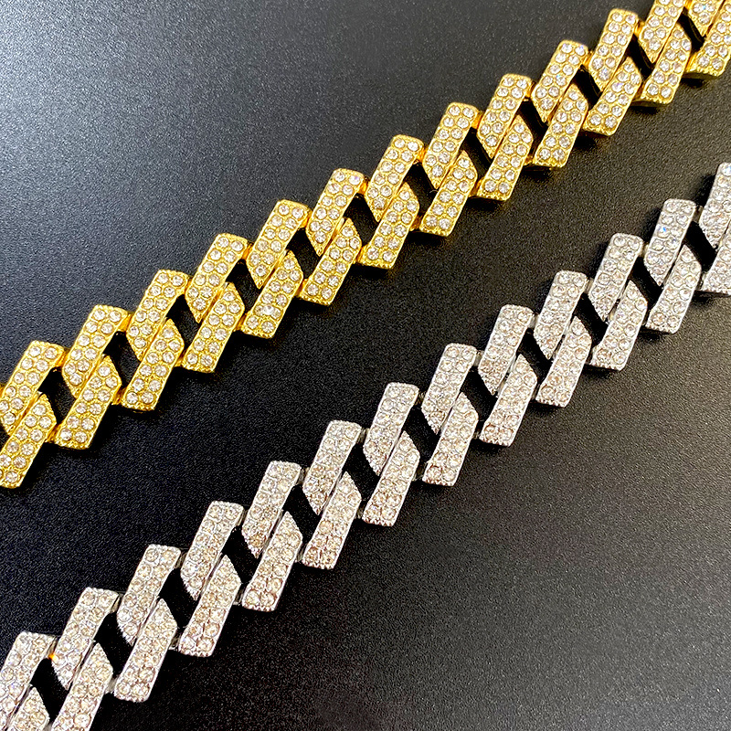 Wang Jia'er's Same Hip Hop Cuban Versatile for Men and Women Full Diamond Couple Bracelet_voghion.com