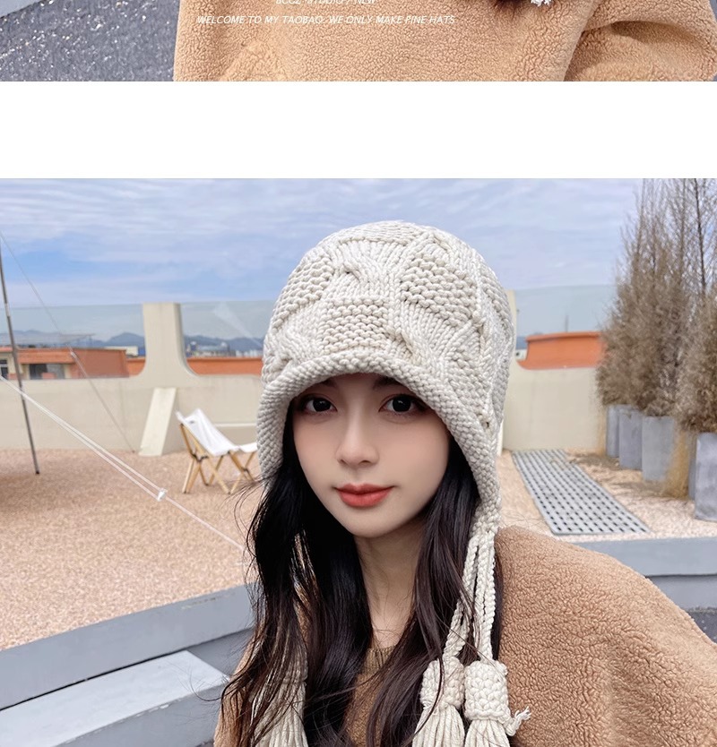 Chapeau japonais en laine pour femmes, doux et mignon, mode polyvalent, visage, petit couvre-chef tissé à la main, chaleur d'hiver, nouvelle collection_voghion.com