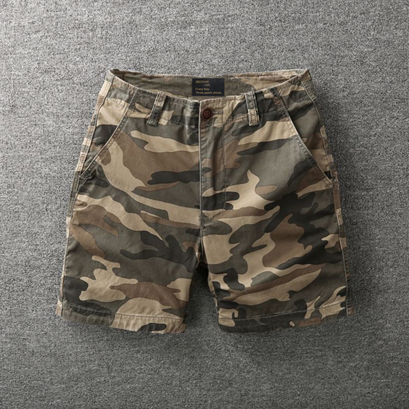 Camouflage American Work Shorts Men's Three-point Casual Pants Fashionable Slim-fit Summer Sports Cotton Four-point Military Pants