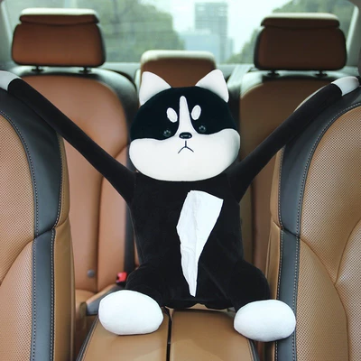 Cartoon Plush Paper Box: Car tissue box/set - two-ha-hanging-tissue-box