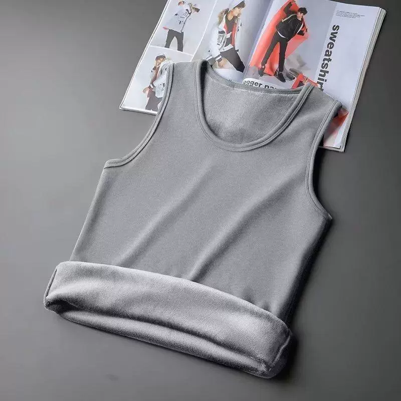 跨境eBay保暖背心男士德绒无痕内衣秋冬季新款防寒内搭打底衫上衣