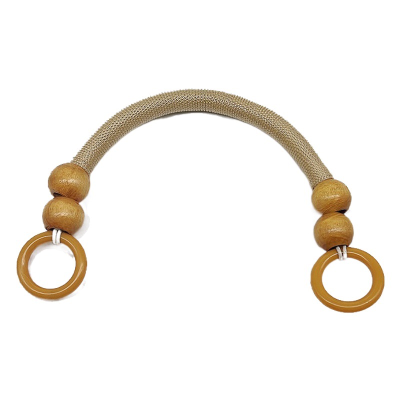 37cm Vintage Wooden Bead Handle DIY Handbag Handle Accessories Nylon Rope Wooden Bead String Bag Strap Wrist Bag Accessories