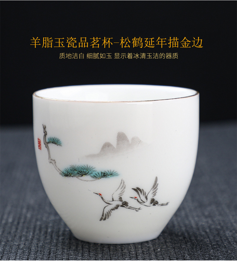 陶瓷品茗杯羊脂玉茶杯手绘个人杯功夫茶具主人杯白瓷单杯茶盏批发详情23