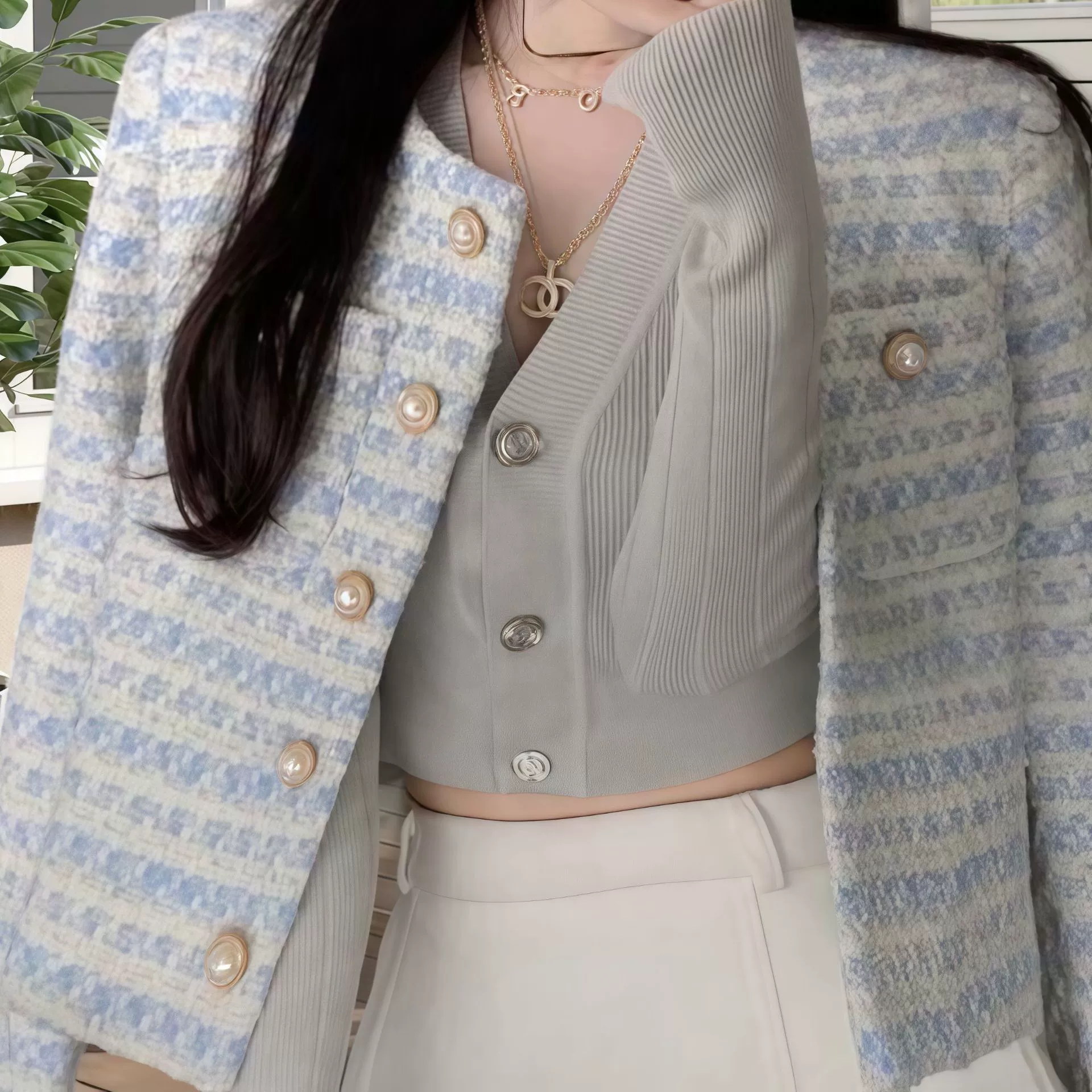 Короткая куртка, Алиэкспресс, Амазон, городской стиль, круглый ворот, стиль Chanel