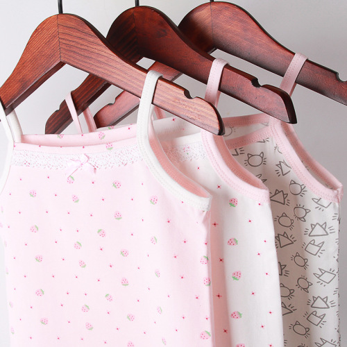 2024 Spring and Summer New Children's Vest Cotton Printed Suspender Tank Top Girls Boys