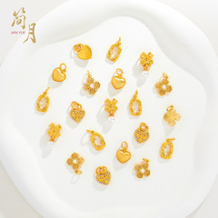Jianyuesha ゴールドジュエリー diy アクセサリーブラッシュラブ中空四つ葉の花フルダイヤモンド小さなペンダントネックレスブレスレットアクセサリー