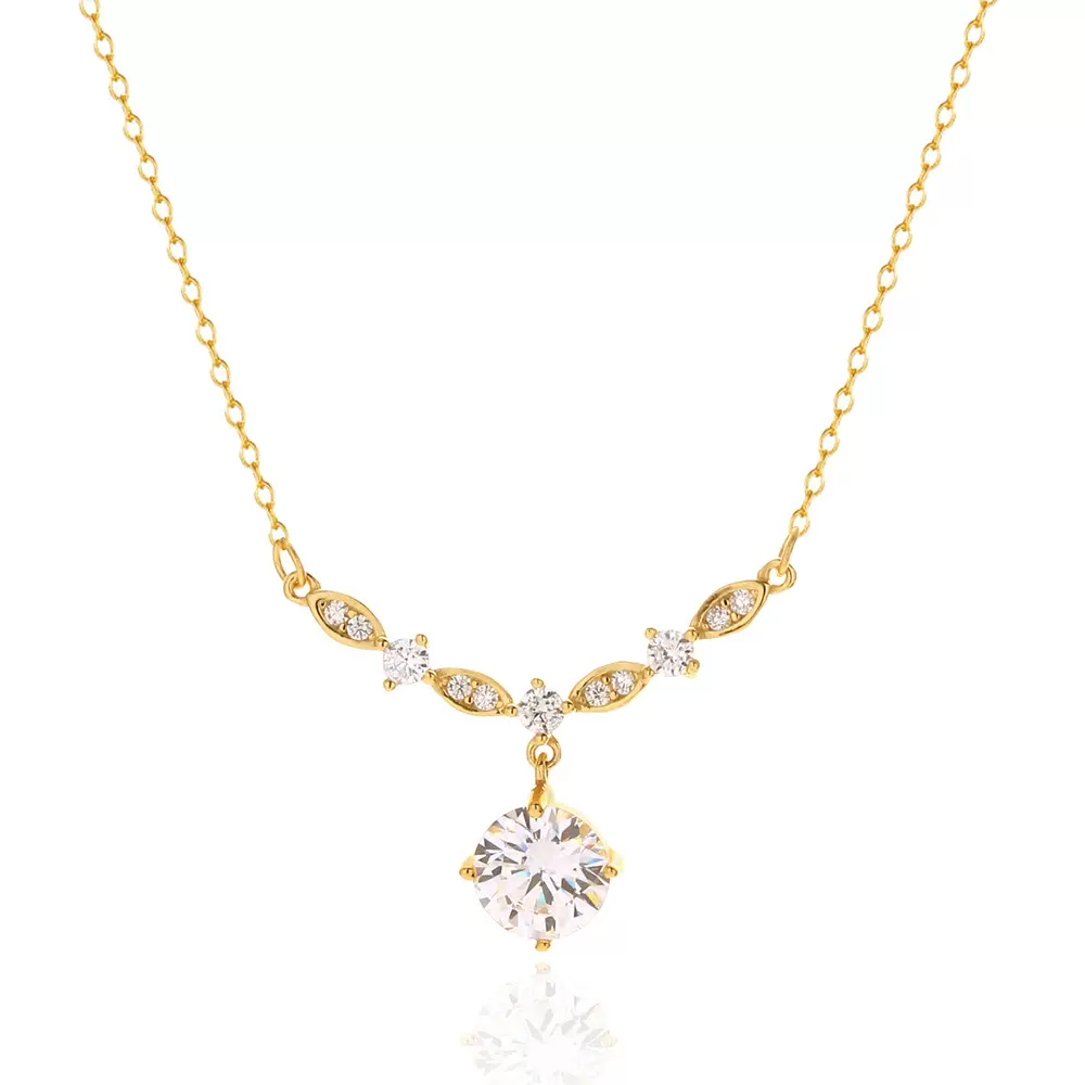 YHN091 跨境轻奢锆石项链s925银ins高级感百搭锁骨链精致小众项饰