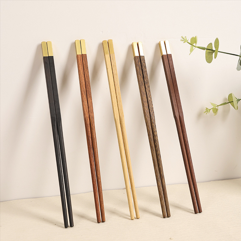 Redwood Chopsticks Household Metal Copper Top Fine Wooden Chopsticks Five-color Wood Red Sandalwood Chicken Wing Wooden Chopsticks Chinese-style Gift Redwood Chopsticks Household Metal Copper Top Fine Wooden Chopsticks Five-color Wood Red Sandalwood Chicken Wing Wooden Chopsticks Chinese-style Gift