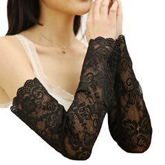 戶外防曬袖套性感時尚蕾絲冰袖女夏季開車單色護臂袖批發一件代發