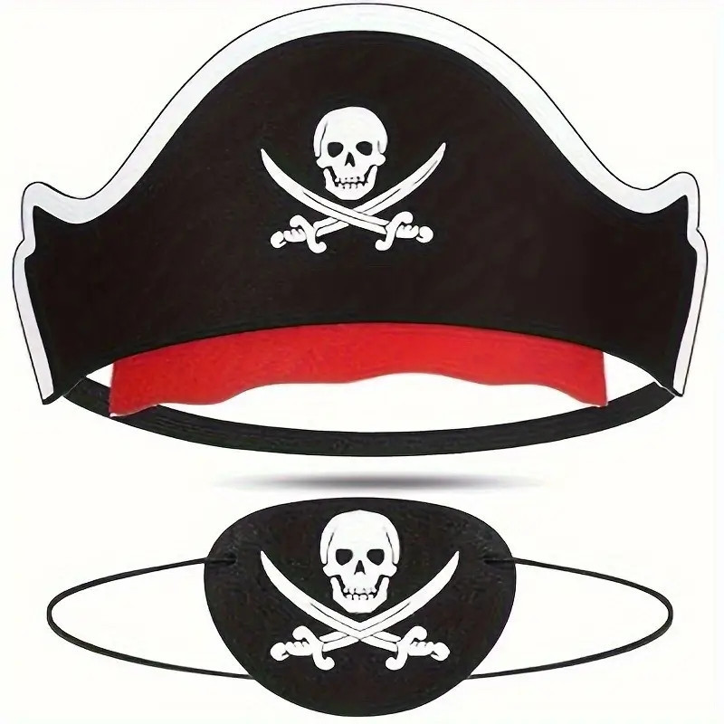 Halloween Party Dress up Mask Skull Felt Eye Mask Pirates of the Caribbean Hat Dress up Props Ready for Sale