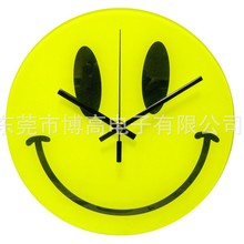 清库存现货批发创意笑脸挂钟客厅卧室静音扫描艺术壁钟钢化玻璃钟