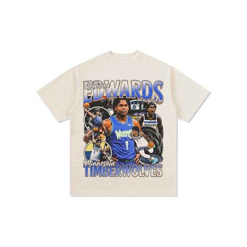 Edwards American Star camiseta de calle hip-hop marca de tendencia impresión retro hacer viejo lavado pesado suelto manga corta image 5