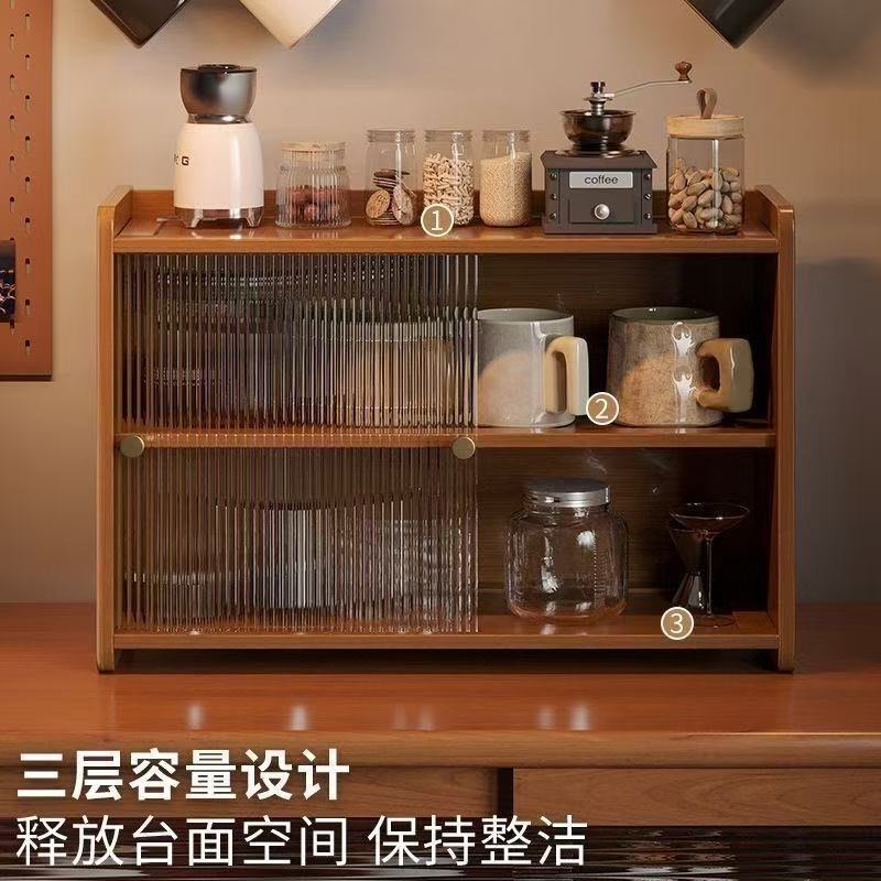 Desktop Storage Cabinet Sideboard Honeycomb Aluminum Alloy Simple Kitchen Storage Countertop Glass Door Cupboard