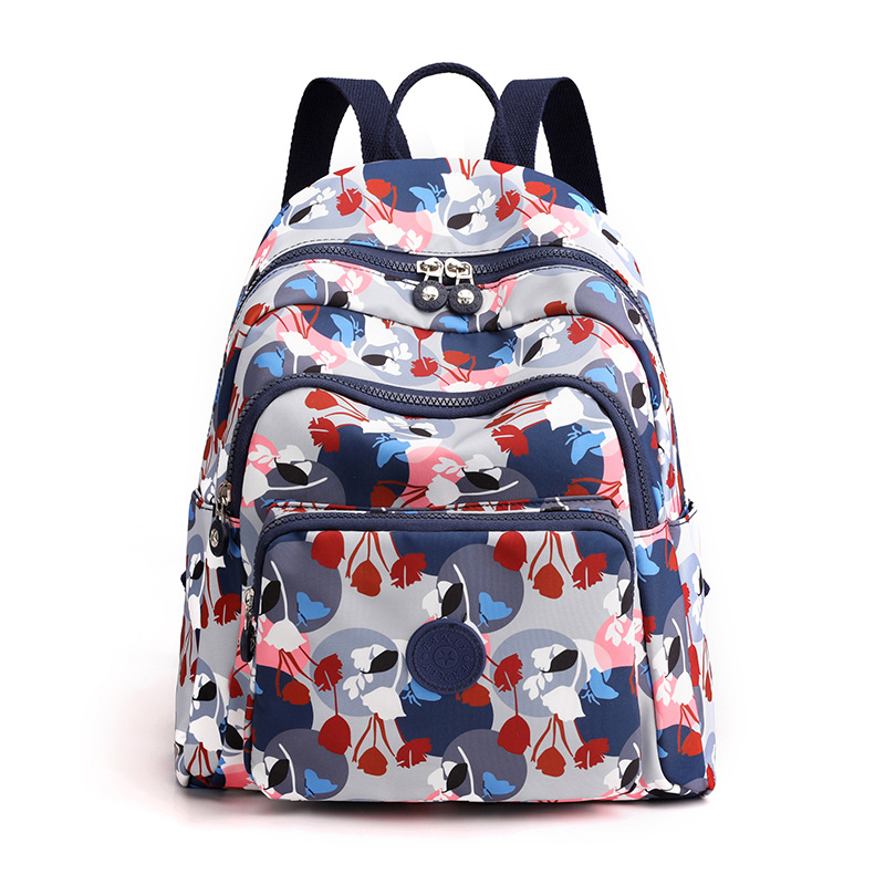 Bolsa de ocio para exteriores, gran capacidad, mochila de viaje versátil de nailon estampada para mujer, mochila de viaje moderna y sencilla