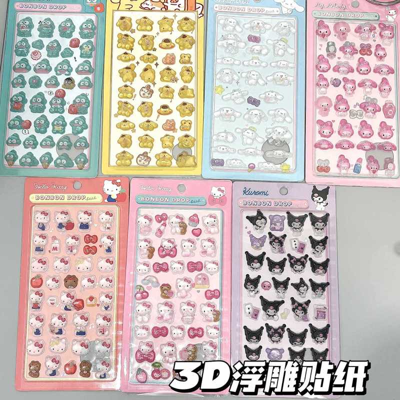 人気の日本製立体レリーフ漫画ステッカーアクリル動物クリスタル子供用宝石装飾ステッカー女の子用|undefined
