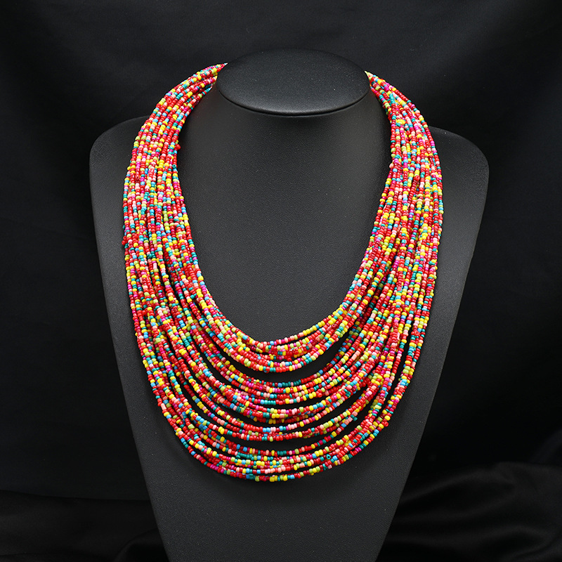 Vintage Style Exaggerated Color Block Seed Bead Wholesale Layered Necklaces display picture 3