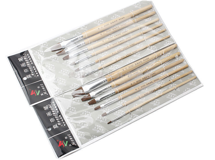 Set, brush, gouache, chalk, 6 pieces
