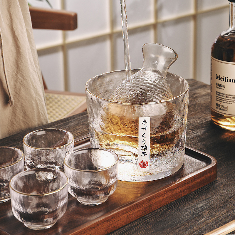 Heat-resistant glass rice wine warmer suit household clear wine pot sake cup old-fashioned warm wine pot hot wine hot wine pot