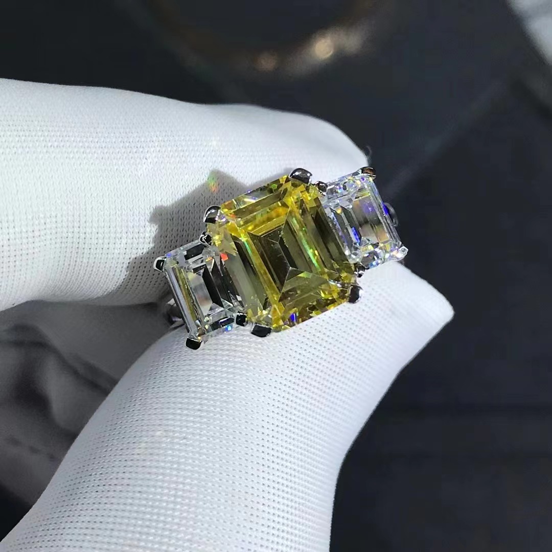 Anillo de diamante de alto carbono importado de plata esterlina con incrustaciones de 5 quilates VVS grado D color 3EX anillo de diamante de alto carbono importado image 4