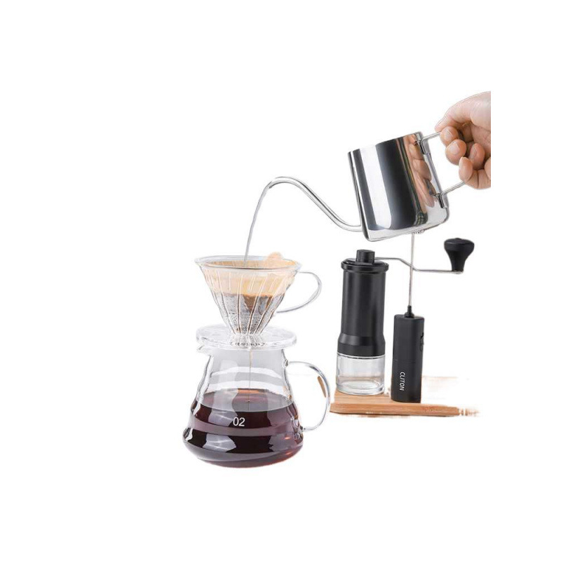 Kit de cafetera de lavado de mano molino de mano máquina de café instrumento de molienda manual entrada portátil combinación al aire libre conjunto completo de caja de regalo