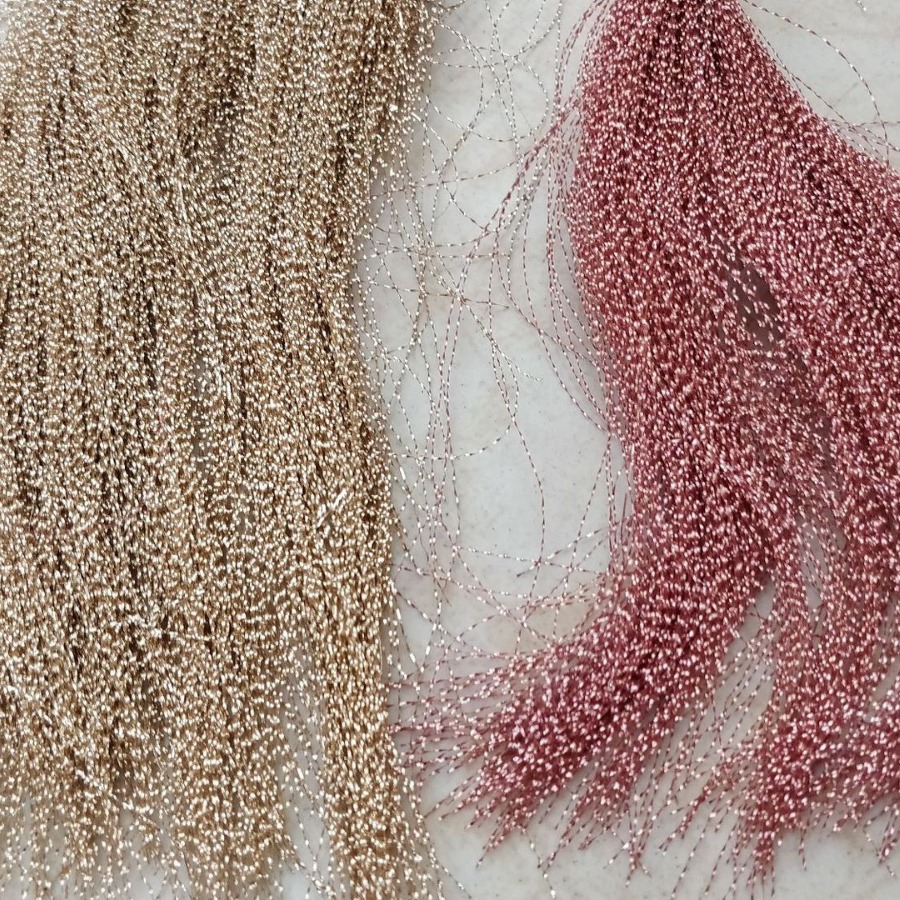 涤纶丝缠绕罗纹银丝麻花状纱线螺旋状深金黄旋转片透明彩铝箔条