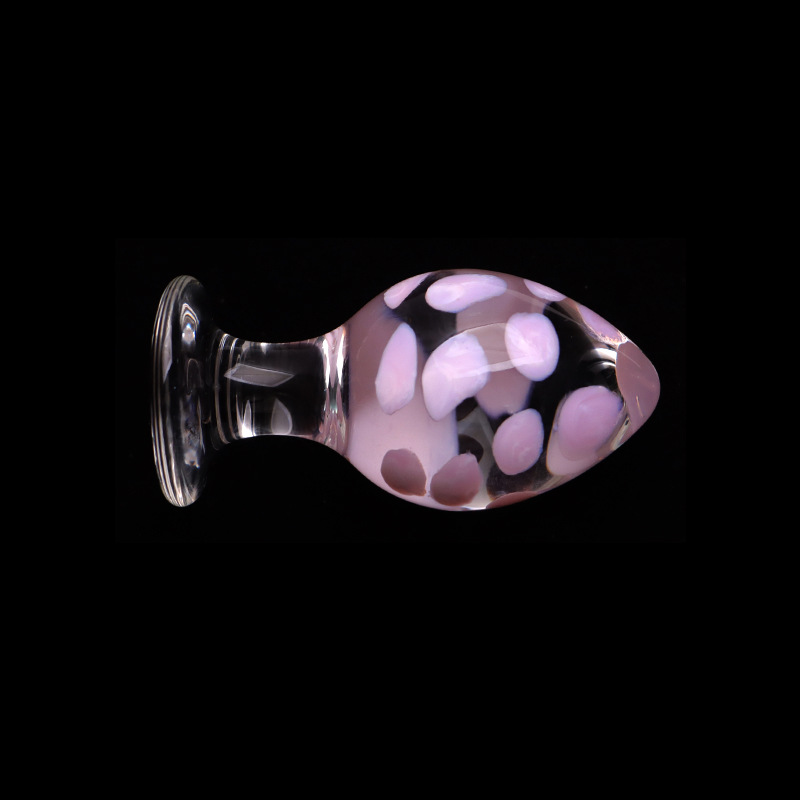 Transparent Glass Anal Plug with Floral Design for Anal Massage and Couple Play — detail image 6