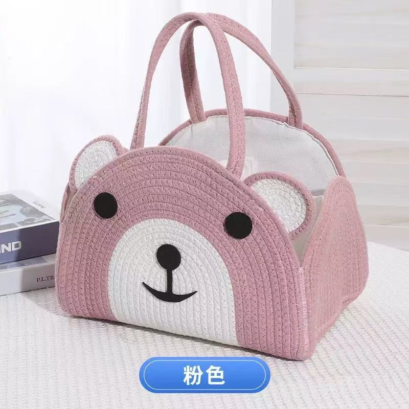 Cesta de pañales para bebés tejida transfronteriza bolsa de mamá oficina bolsa de mano estilo ins cuerda de algodón bolsa de almacenamiento tejida portátil